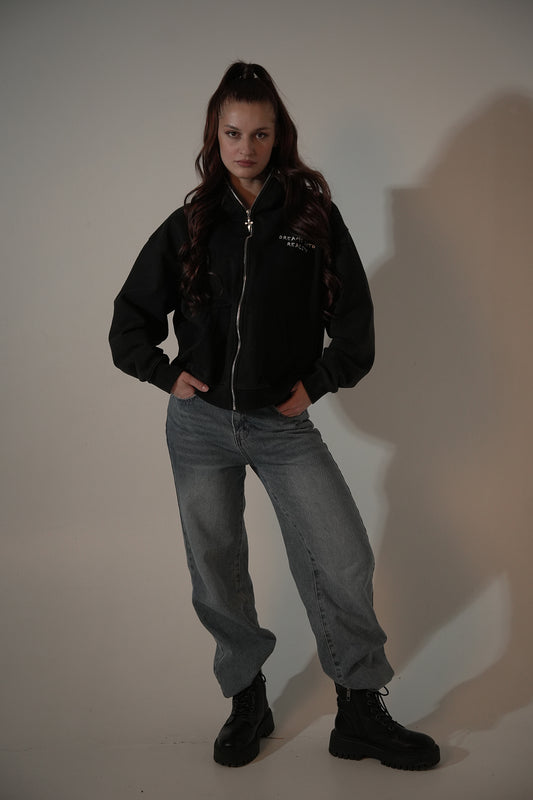 DIR FULL-ZIP HOODIE in BLACK