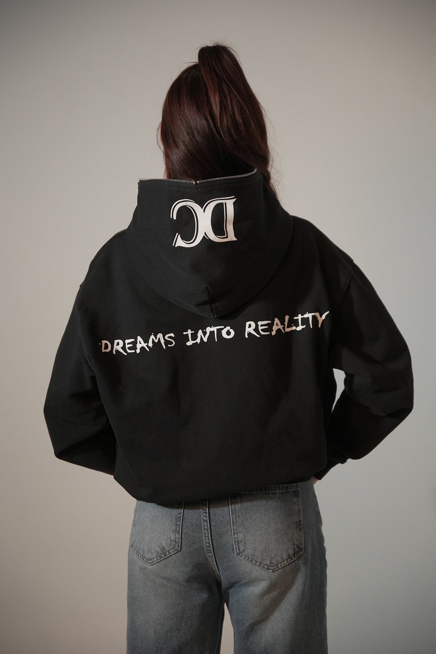 DIR FULL-ZIP HOODIE in BLACK
