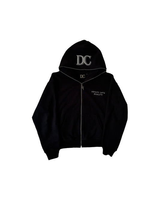 DIR FULL-ZIP HOODIE in BLACK