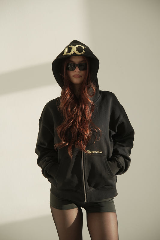 DC ZIP HOODIE in BLACK